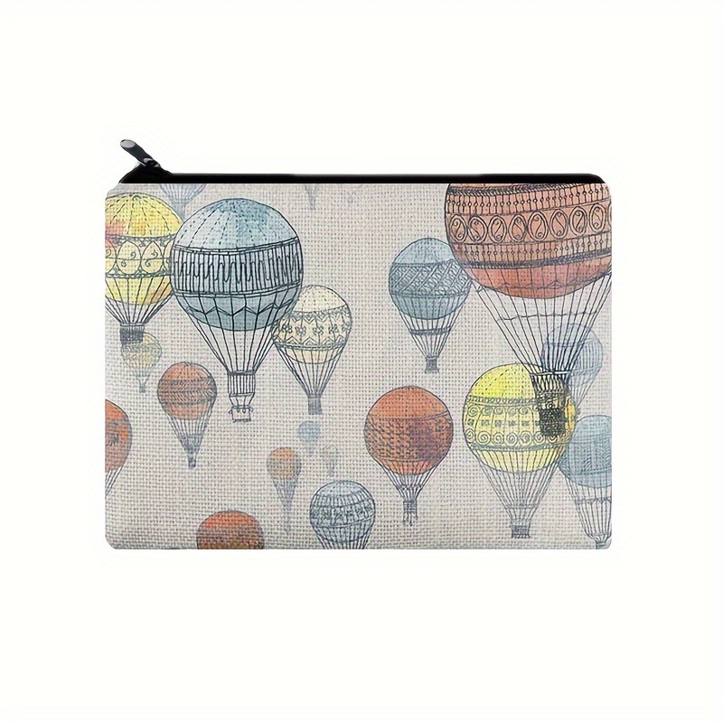

Hot Air Balloons Pattern Carry-all Pouch, Zipper Versatile Cosmetic Bag, Travel Toiletry Wash Bag
