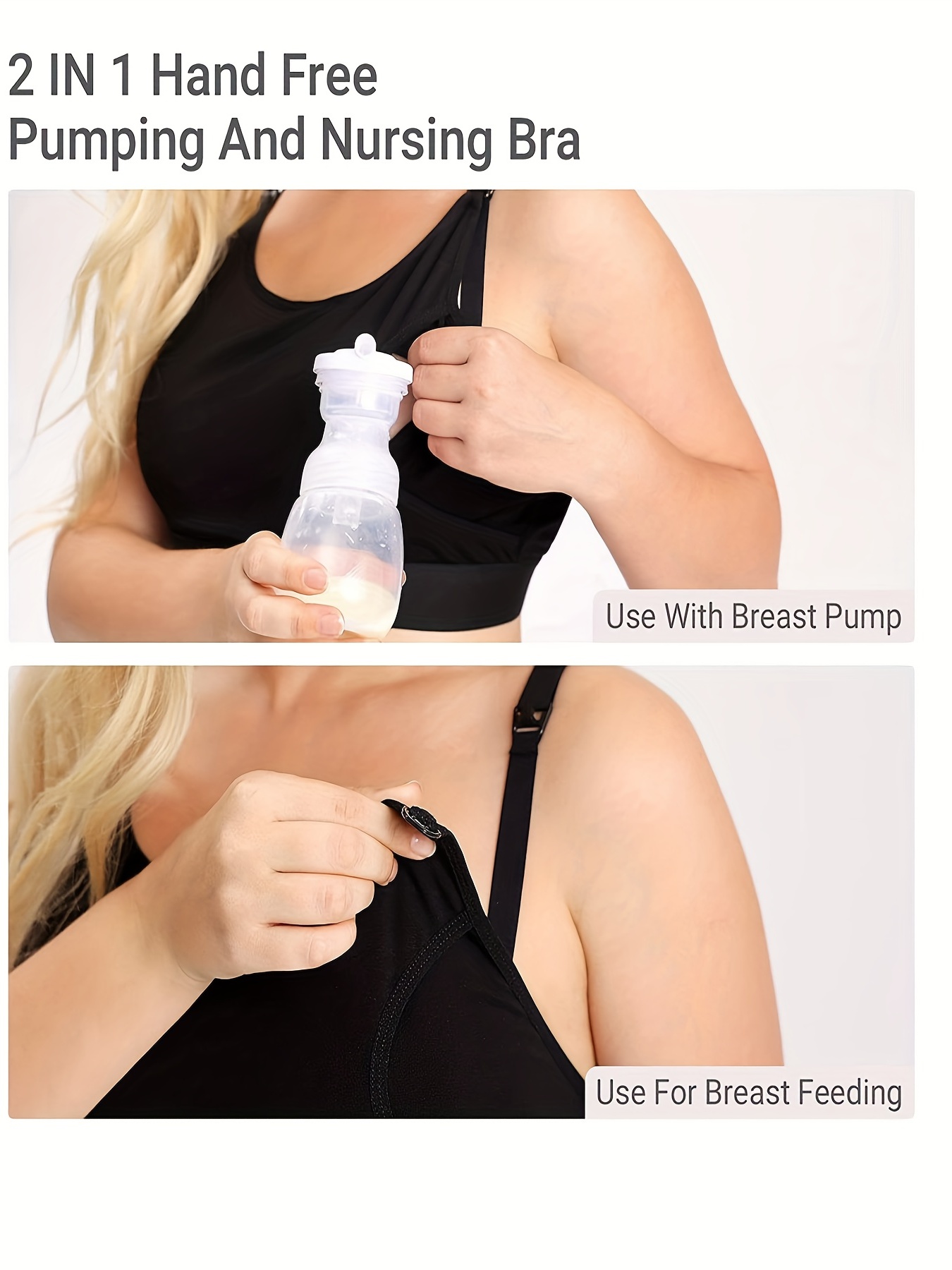 Buy Hands-Free Pumping Bra and Nursing Bra, Adjustable Breastfeeding Bra,  Suitable for Holding Breast Pumps, S-XXL,S, Black at