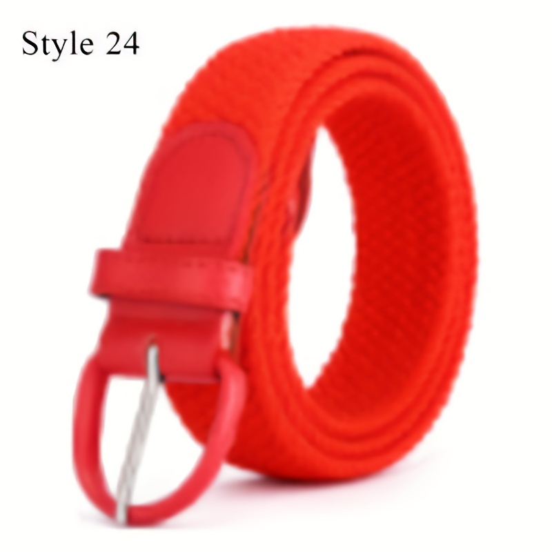 High Quality Women Men Knitted Silver Black Pin Buckle Belt Woven Canvas  Elastic Braided Stretch Belts