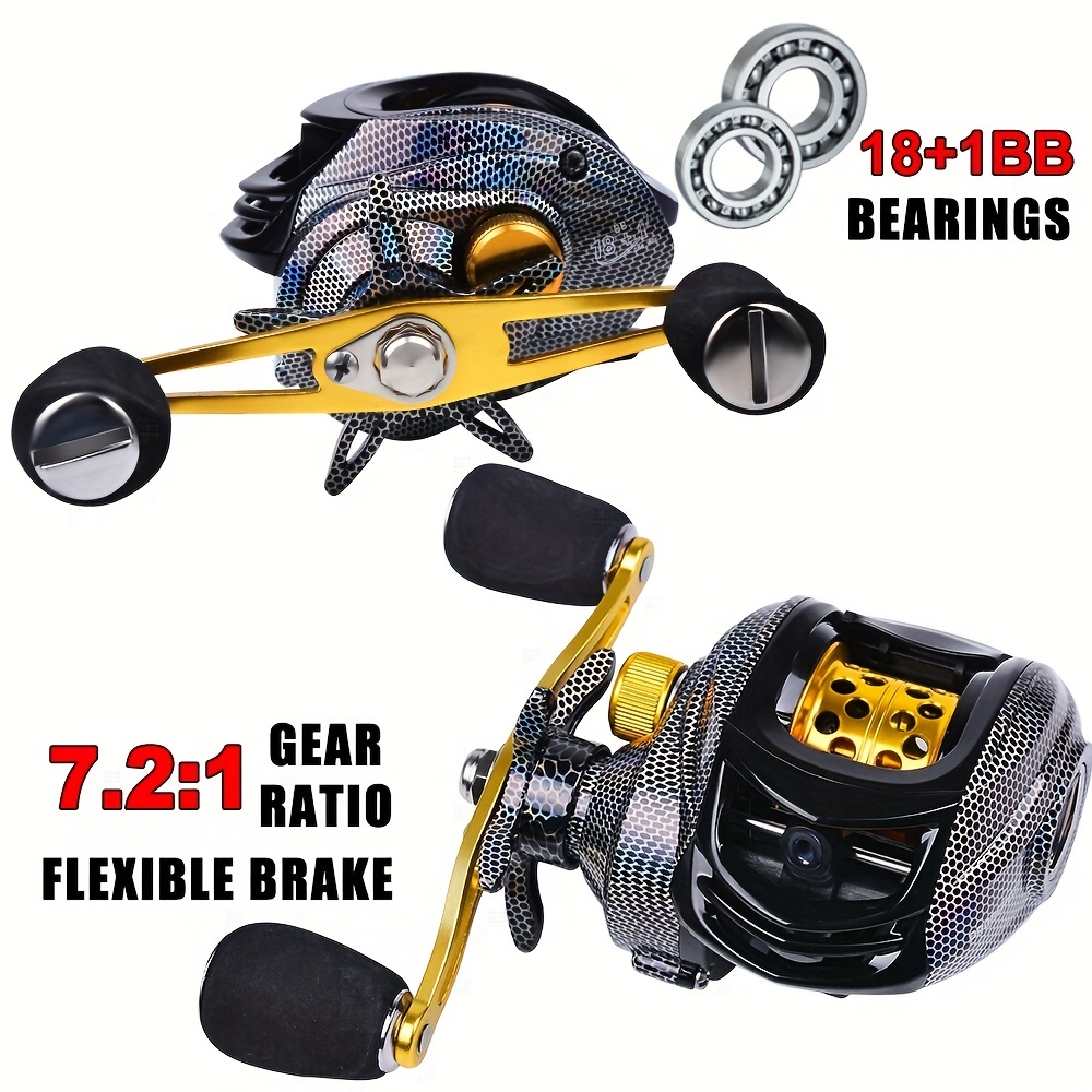 EXBERT Colorful Baitcasting Reel with Two Line Spools 18+1BB