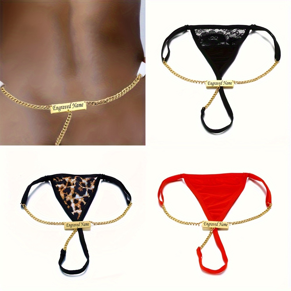  Custom Thongs Waist Chain with Name Text Personalized Crystal  Rhinestone G-string Underwear Letter Body Chain for Women (Black) :  Clothing, Shoes & Jewelry