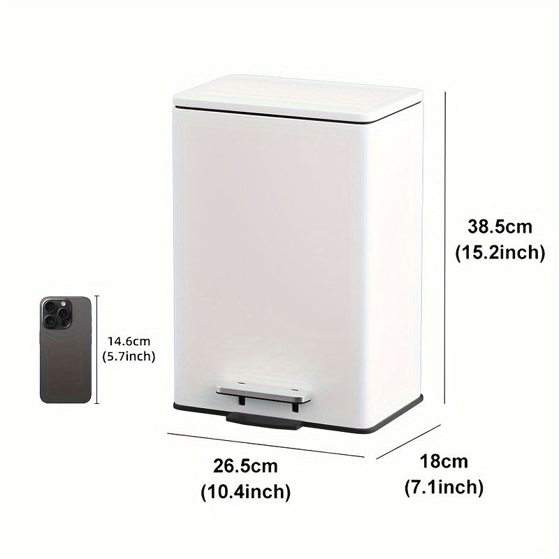 1pc Cubo De Basura De Baño De Acero Inoxidable 3.2 Galones - Temu