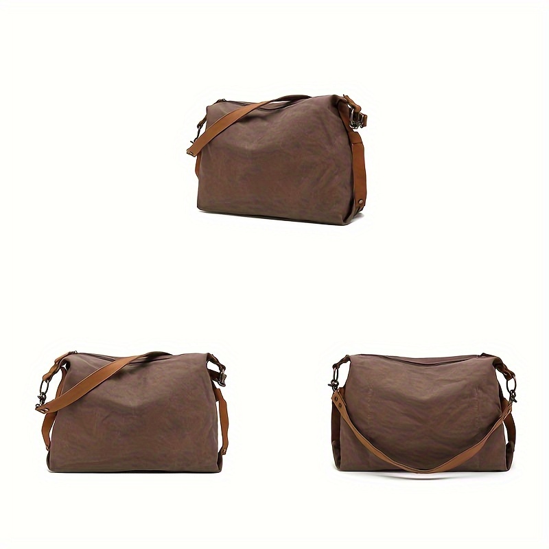vintage canvas crossbody bag casual genuine leather handbag large capacity crossbody bag for travel work sport