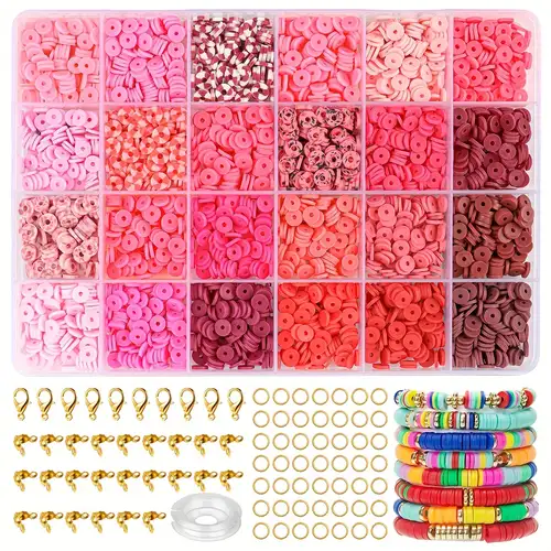 Clay Beads For Bracelet Making Kit, 48 Colors Flat Round Clay