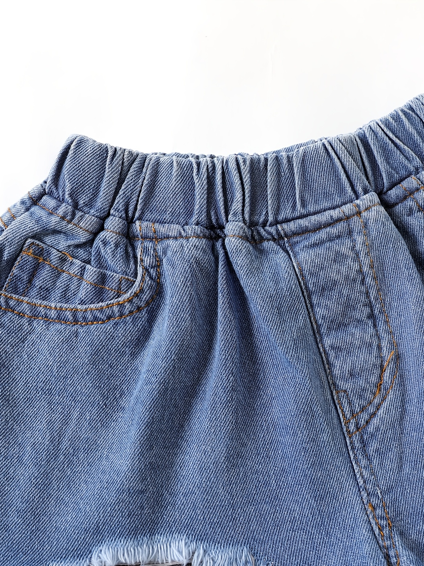 Girls Mesh Patchwork Denim Shorts Set Kids Summer Clothes