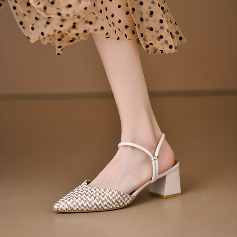 Women's Colorblock Ankle Strap Sandals Block Heel Shoes