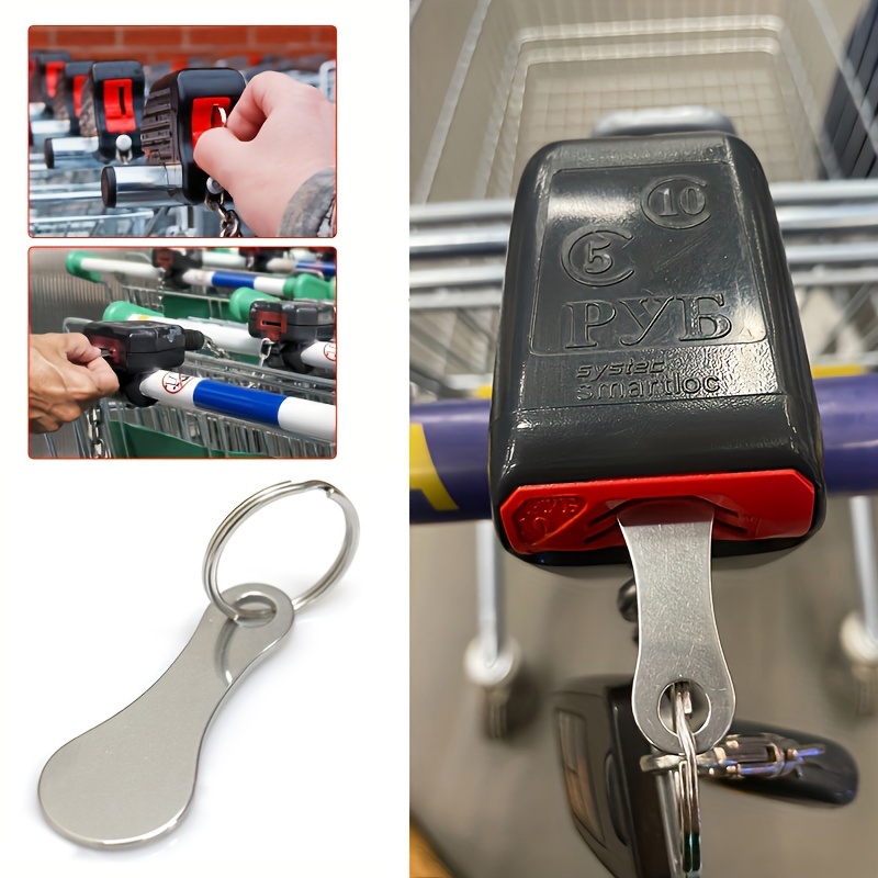 Porte-clé amovible en acier inoxydable pour chariot de supermarché