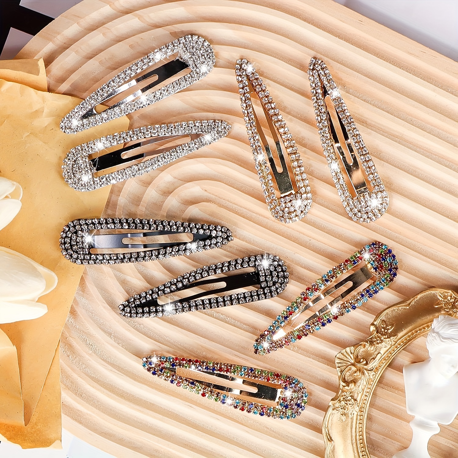 8pcs womens 8cm teardrop hair clips hollow   teardrop hairpins for elegant evening hairstyles long hair and bangs perfect gift for ladies Product details 1