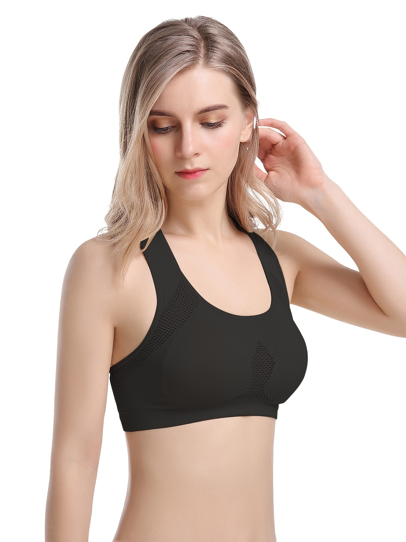 Women's Extra Large Steel Ring Free Sports Bra Double Layer - Temu