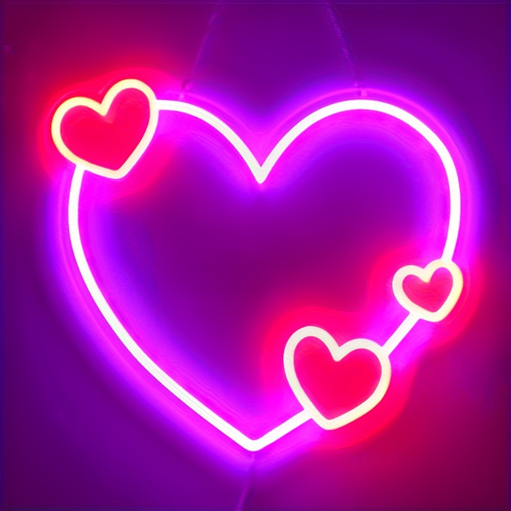 1pc Coole Herzförmige Neonlichter Romantische Wanddekoration