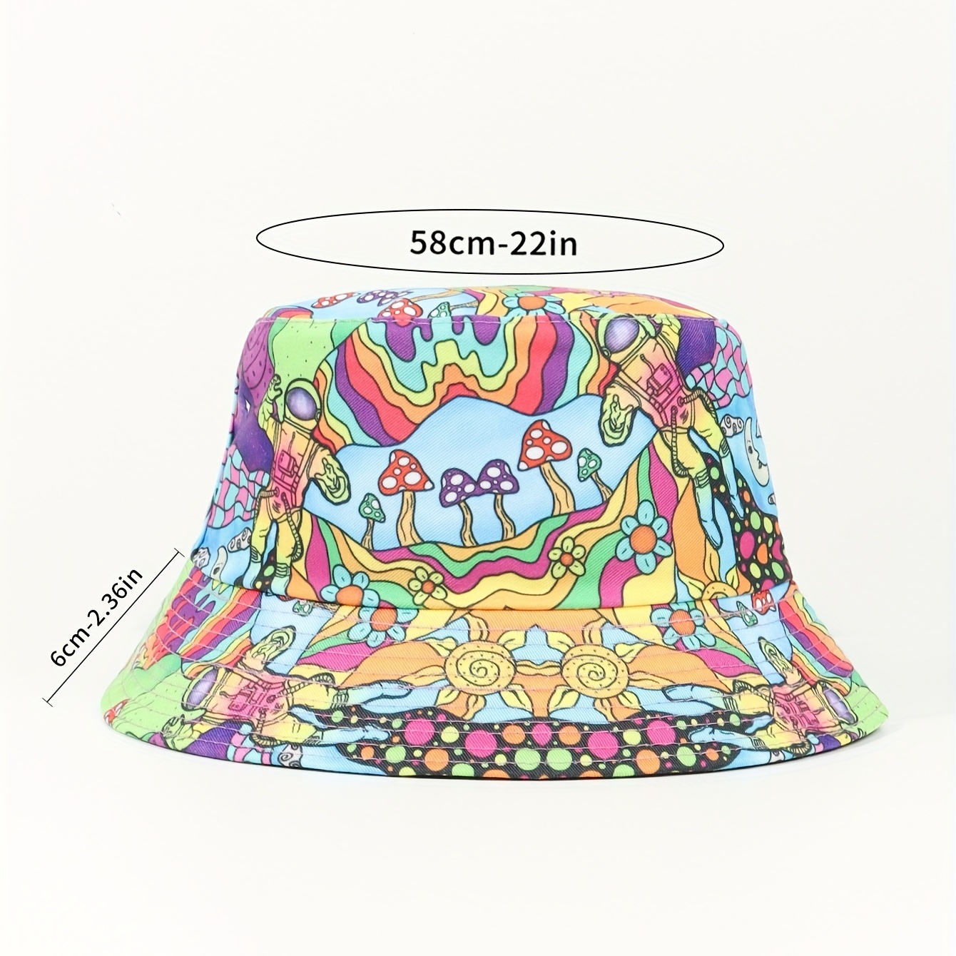 Cartoon Mushroom Print Bucket Hat Y2k Reversible Trendy - Temu