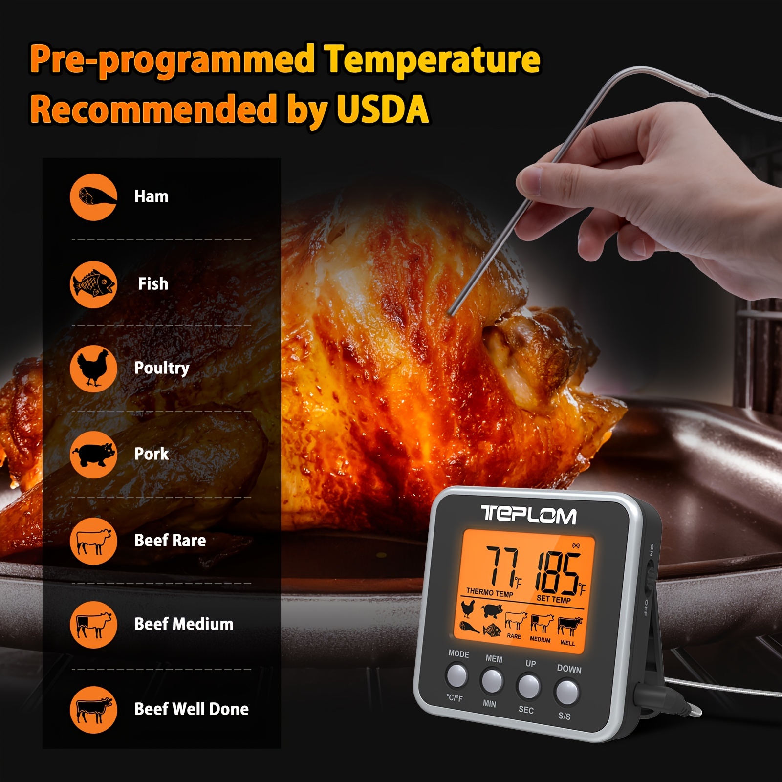 Digital Water Thermometer for Liquid, Digital Instant Read Meat Thermometer  Kitchen Cooking Food Candy Thermometer for Oil Deep Fry BBQ Grill Smoker  Thermometer 