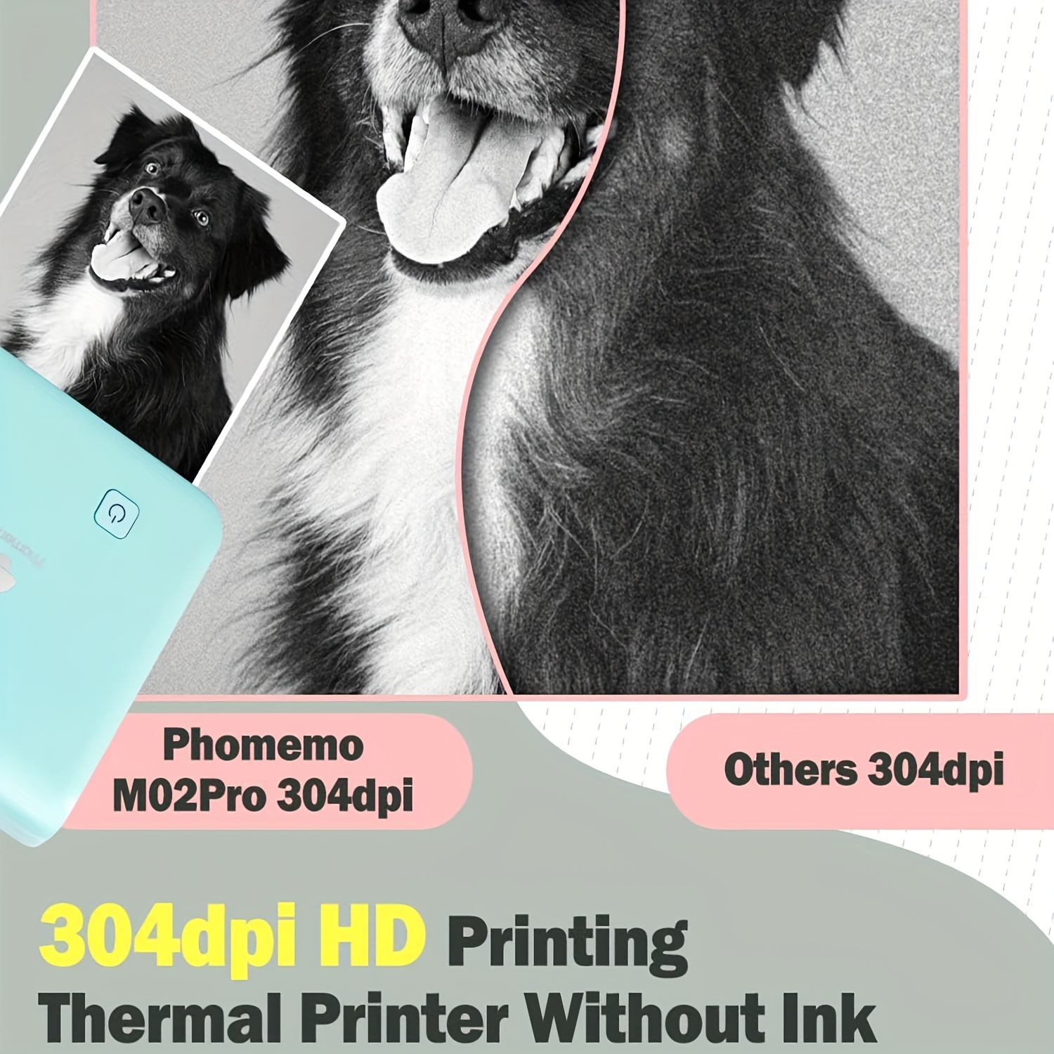 Phomemo Mini impresora fotográfica de 300 ppp, impresora térmica Bluetooth  M02 Pro de bolsillo, compatible con iOS y Android, para impresión