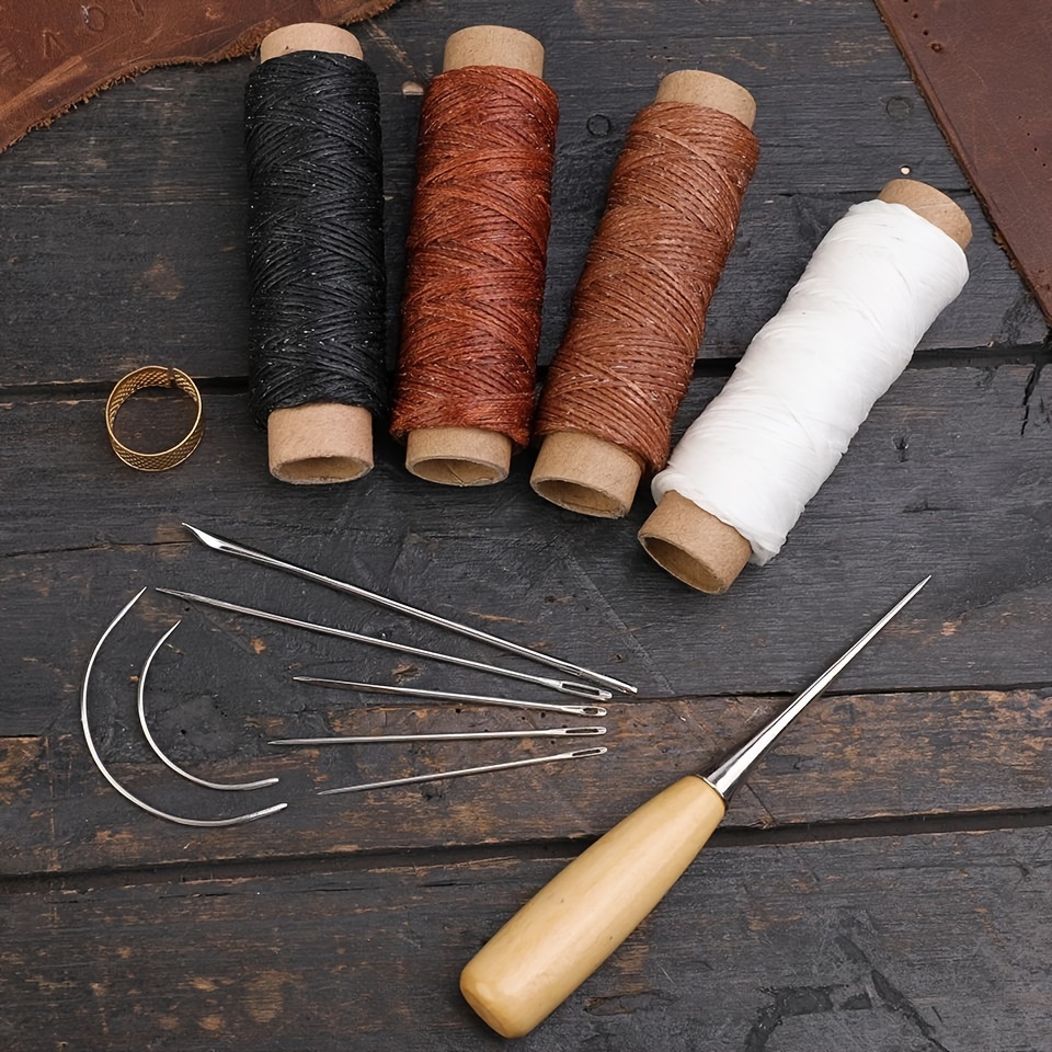 Leather Sewing Kit Sewing Awl Copper Ring Thimble Hand - Temu
