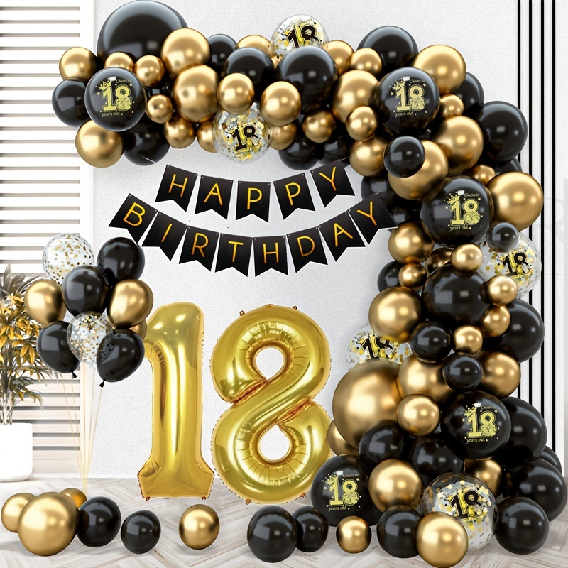 Globos negros dorados, 50 globos dorados y negros de 12 pulgadas, globos de  látex negros para cumpleaños, Año Nuevo, boda, decoraciones de fiesta de