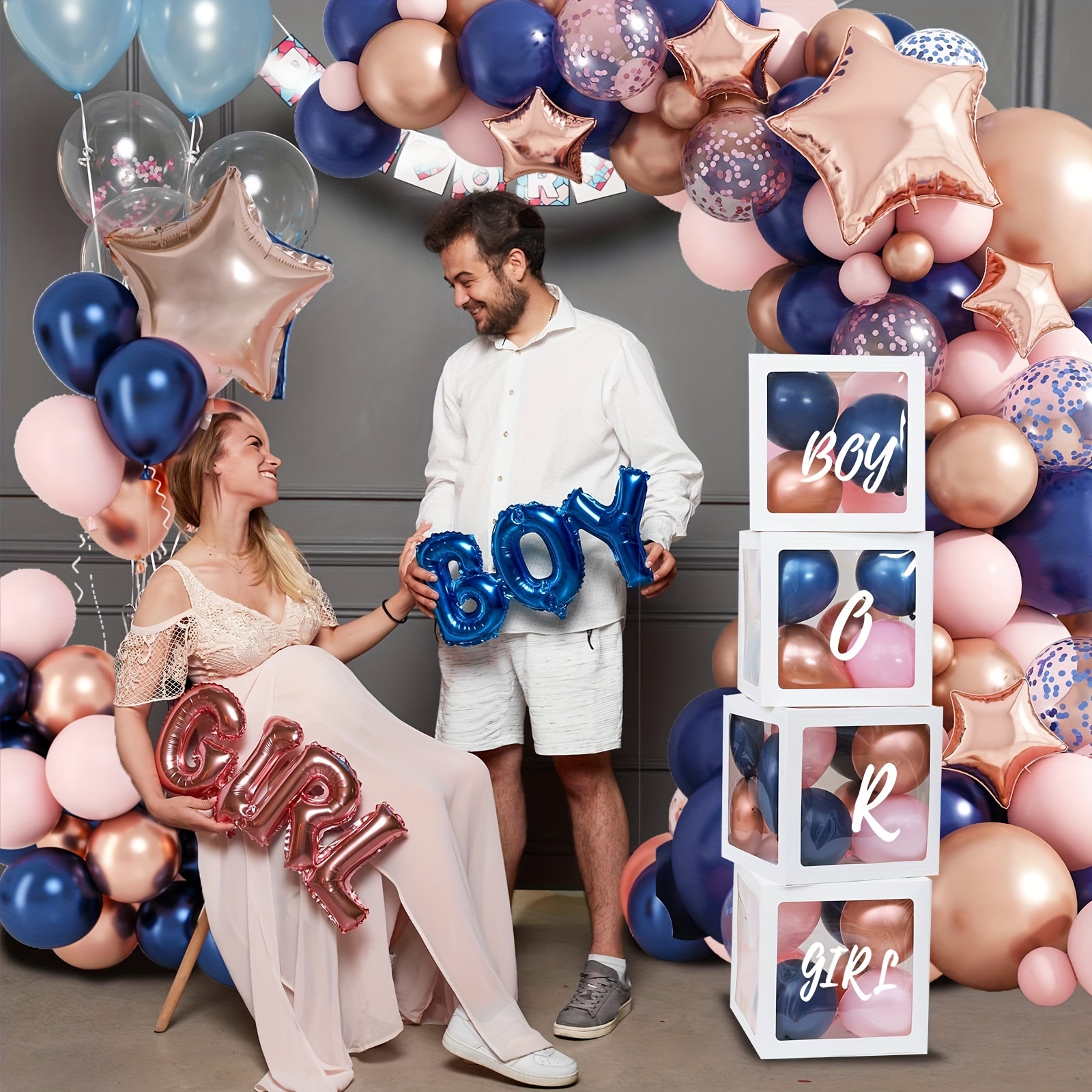 Conjoined Letter Balloon Decorations Gender Reveal - Temu