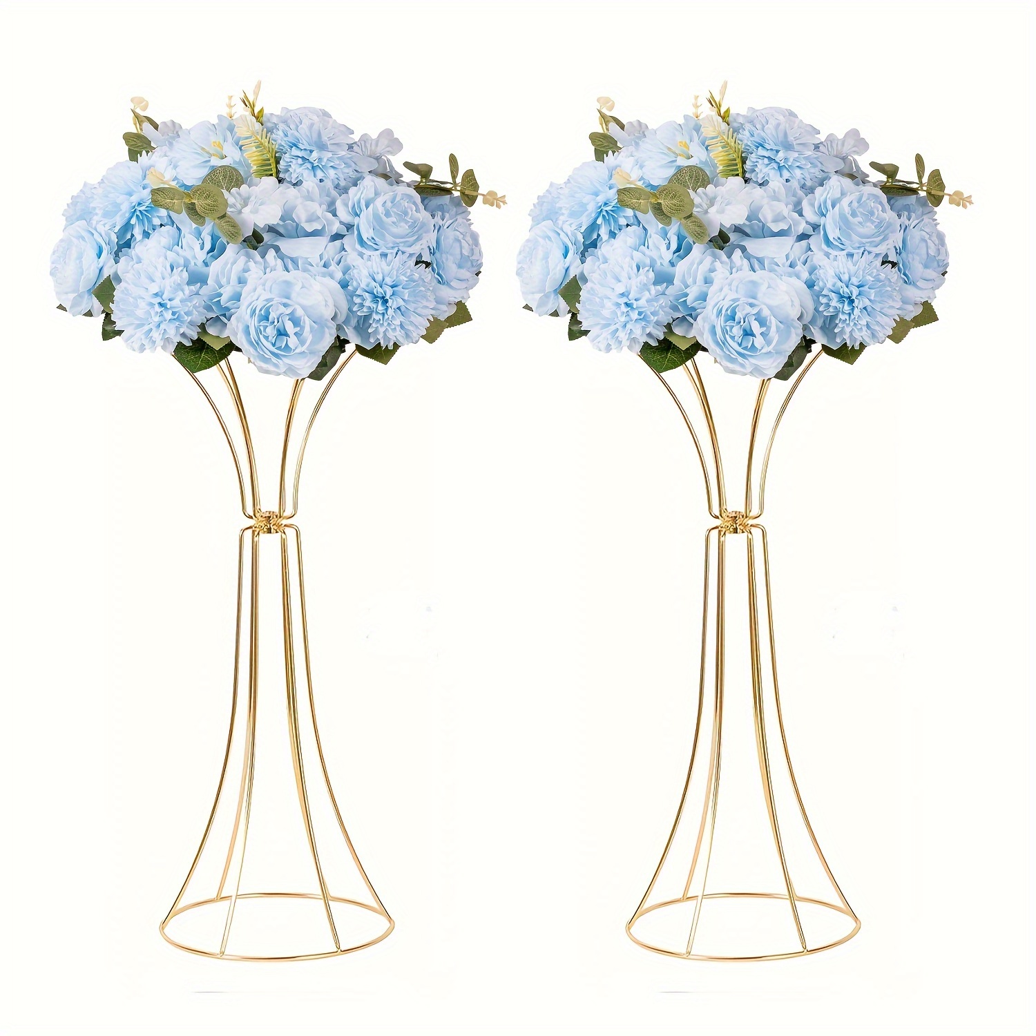 Image of Vase Stand Centerpieces For Table, Metal Trumpet Vase Road Lead Decorations For Wedding, Tabletop Flower Stand For Birthday Party, Anniversary, Home Decor(2pcs)