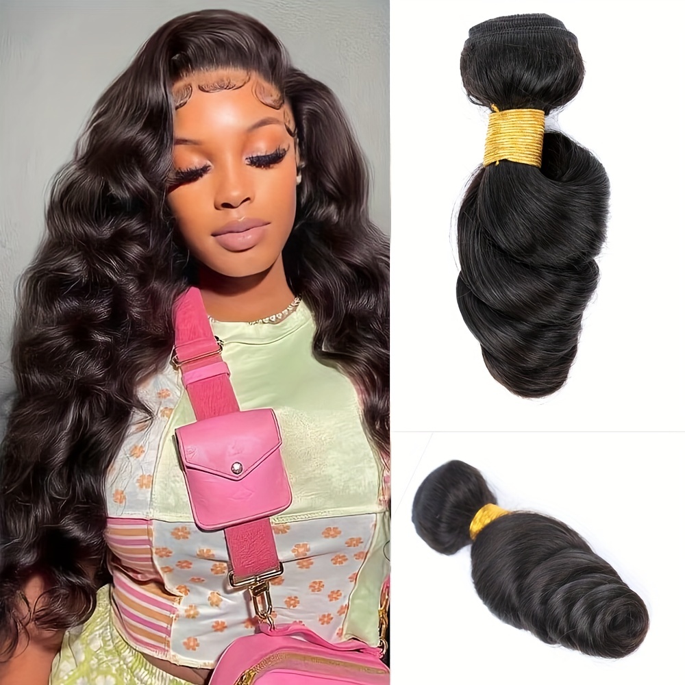 Human Hair Bundles Long Loose Wave Human Hair Extensions - Temu