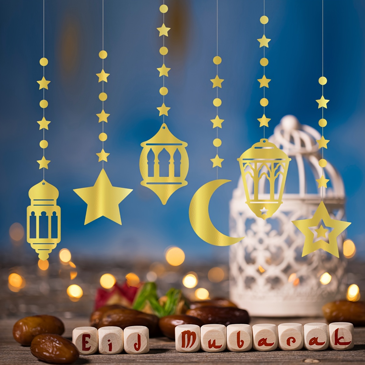 Funnlot Decoraciones de Ramadán para el hogar, Ramadán Mubarak,  decoraciones de Ramadán, globos azules, dorados, morados, Mubarak, Ramadán,  Kareem