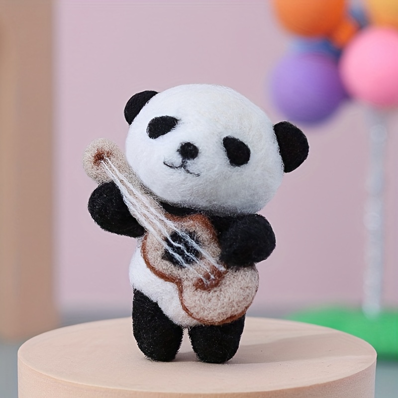 Lovely Guitar Panda Needle Felting Kits Beginners Diy Wool - Temu