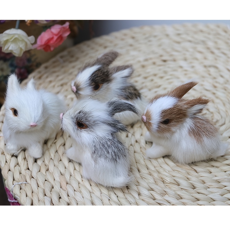 Mini lapin en peluche réaliste et mignon blanc quatre - Temu Canada