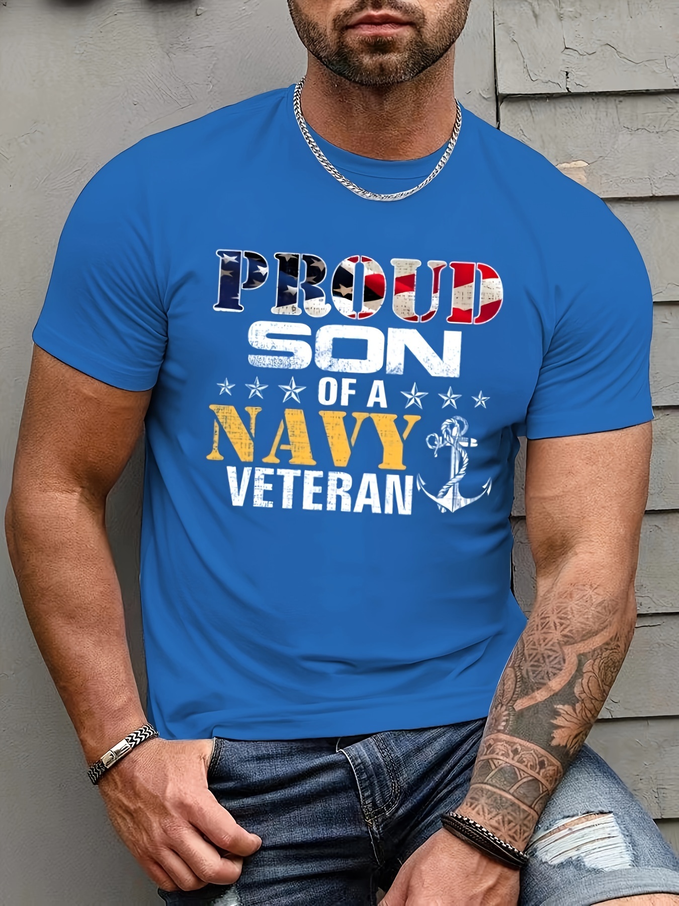 Plus Size Men's Short Sleeve T shirt Proud Son A Navy - Temu Canada