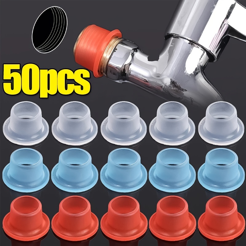 

50pcs Faucet Leak-proof Sealing Gasket, Rubber Pipe Sealing Washer, Silicone Tape Triangle Valve, Hose Plumbing Fitting Plug