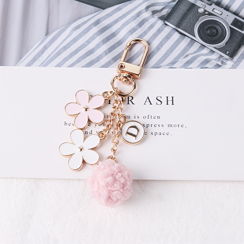 Chanel Style Pearl Embellished Camellia with Charms Keychain/Bag Charm