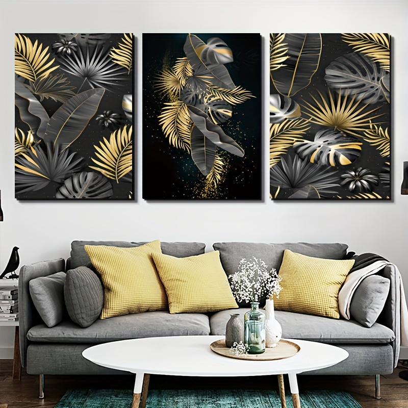 Frameless Abstract Gold Leaf Luxury Poster Canvas Painting - Temu