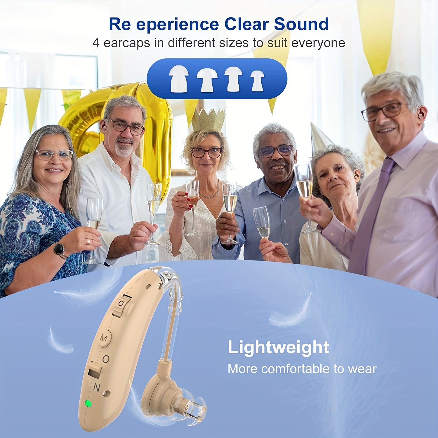  Audífonos,Audífonos para personas mayores, recargables con  cancelación de ruido, amplificador auditivo digital para pérdida auditiva,  audífono invisible, amplificador de sonido auditivo : Salud y Hogar