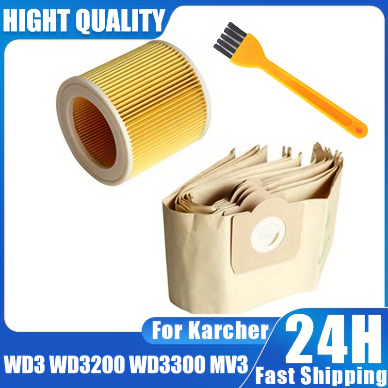 Filter And Dust Bag For Karcher Wd3 Wd3200 Wd3300 Mv3 Vacuum - Temu