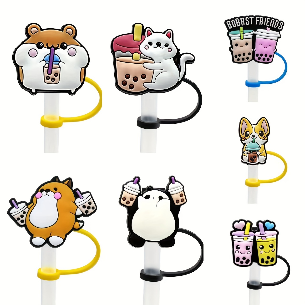 Lovely Cartoon Reusable Drinking Straw Plugs, Dustproof Spill-proof Straw  Cover For Stanley Cup Straws - Temu