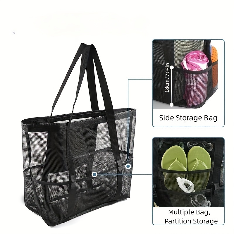 solacol Mesh Storage Bags with Zipper Travel Beach Bag Storage Bag Portable  Outdoor Wash Swimming Bag Mesh Storage Bag Travel Bag Small Mesh Bags with