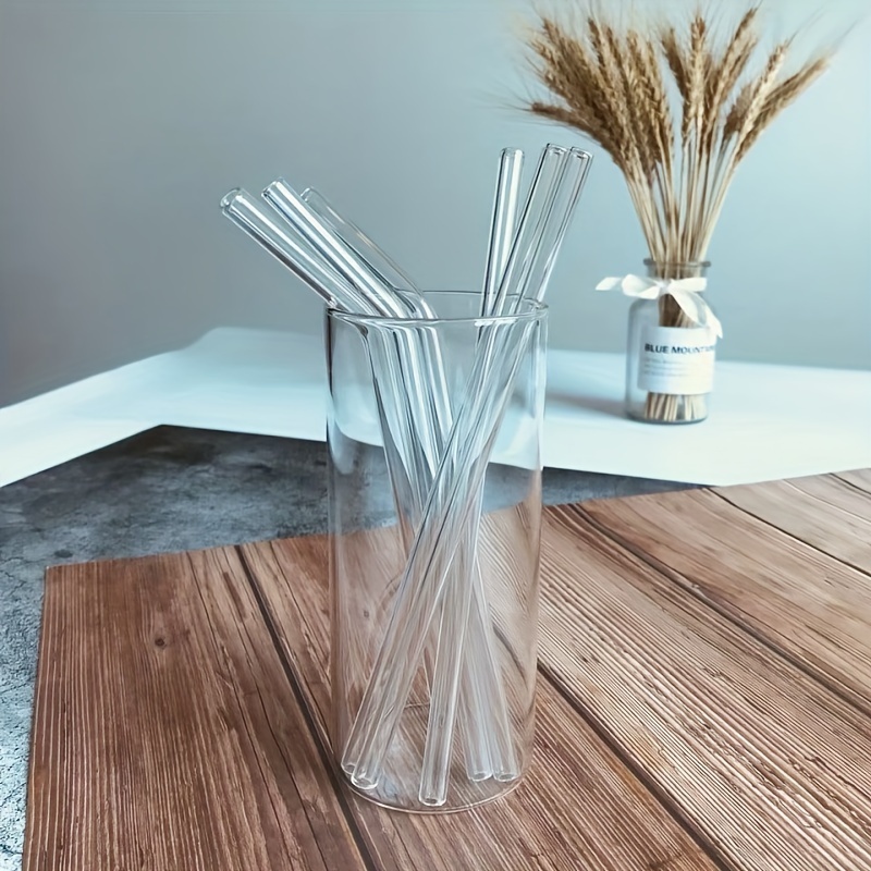 Set (4 Straws + 1 Brush) Transparent Glass Straws Heat - Temu