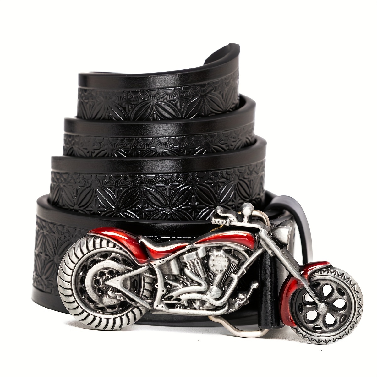 Retro Pattern Buckle Red PU Leather Men's Belt