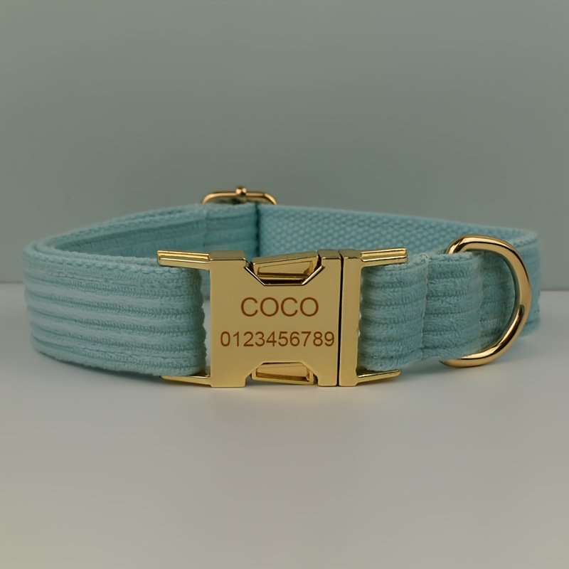 

Customized Corduroy Pet Collar Dog Collar Outdoor Dog Walking Leash Tow Rope Dog Collar Neck Holder, Adjustable Collar With Bow (lake Green Set)