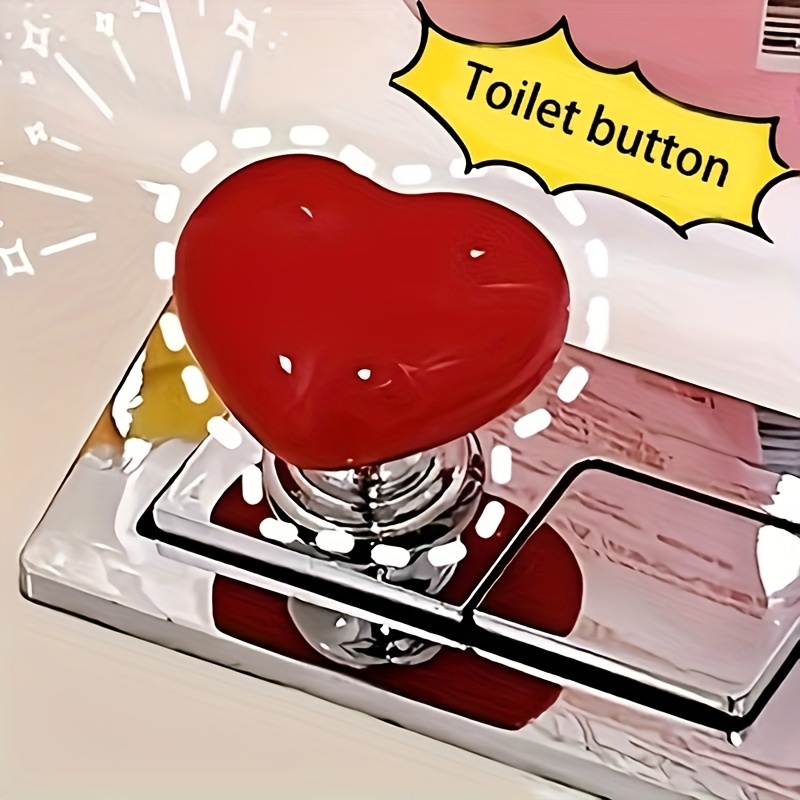 2pcs Plastic Toilet Button Pusher, Love Heart Shaped Toilet Tank Button,  Drawer Handle for Bedroom Kitchen