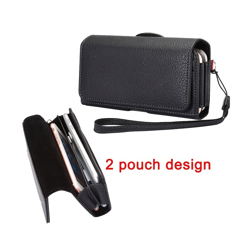 1pc PU Leather Cell Phone Holster, Men Universal Clip Waist Bag Wallet, Phone Holder With Card Slot
