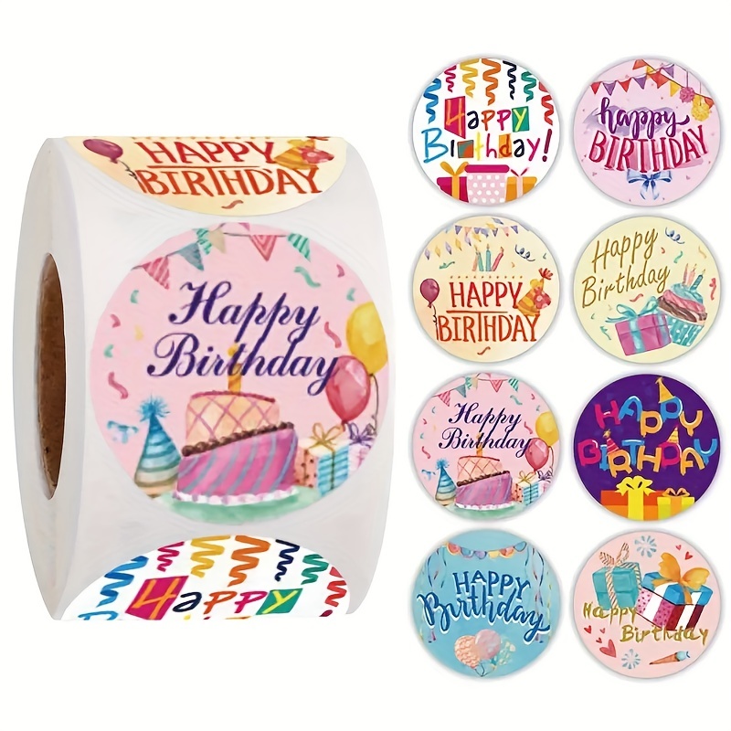 1 Rouleau/500pcs, Autocollant De Décoration Joyeux Anniversaire, 2,5 Cm/1,0  Pouce Enveloppe Cadeau D'anniversaire Étiquette Cadeau Décoration  Autocollants Auto-adhésifs, Autocollants D'étanchéité, Autocollants  D'étiquette, Autocollant Pour Scrapbooking