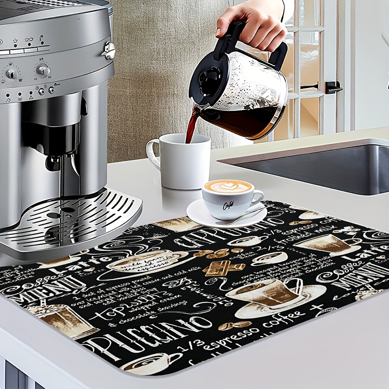 Coffee Mat Coffee Maker Espresso Machine Mat Kitchen Accessories for  Countertops Bar Table Absorbent Dish Drying Coffeware