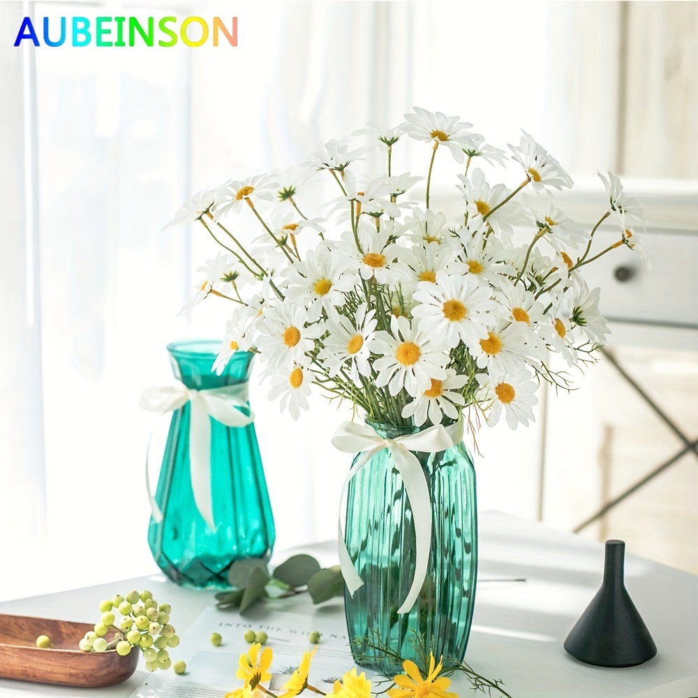 4pcs Artificial Daisy Flowers Artificial Flowers Green Plastic Shrubs Fake  Flowers Indoor Outdoor (white)