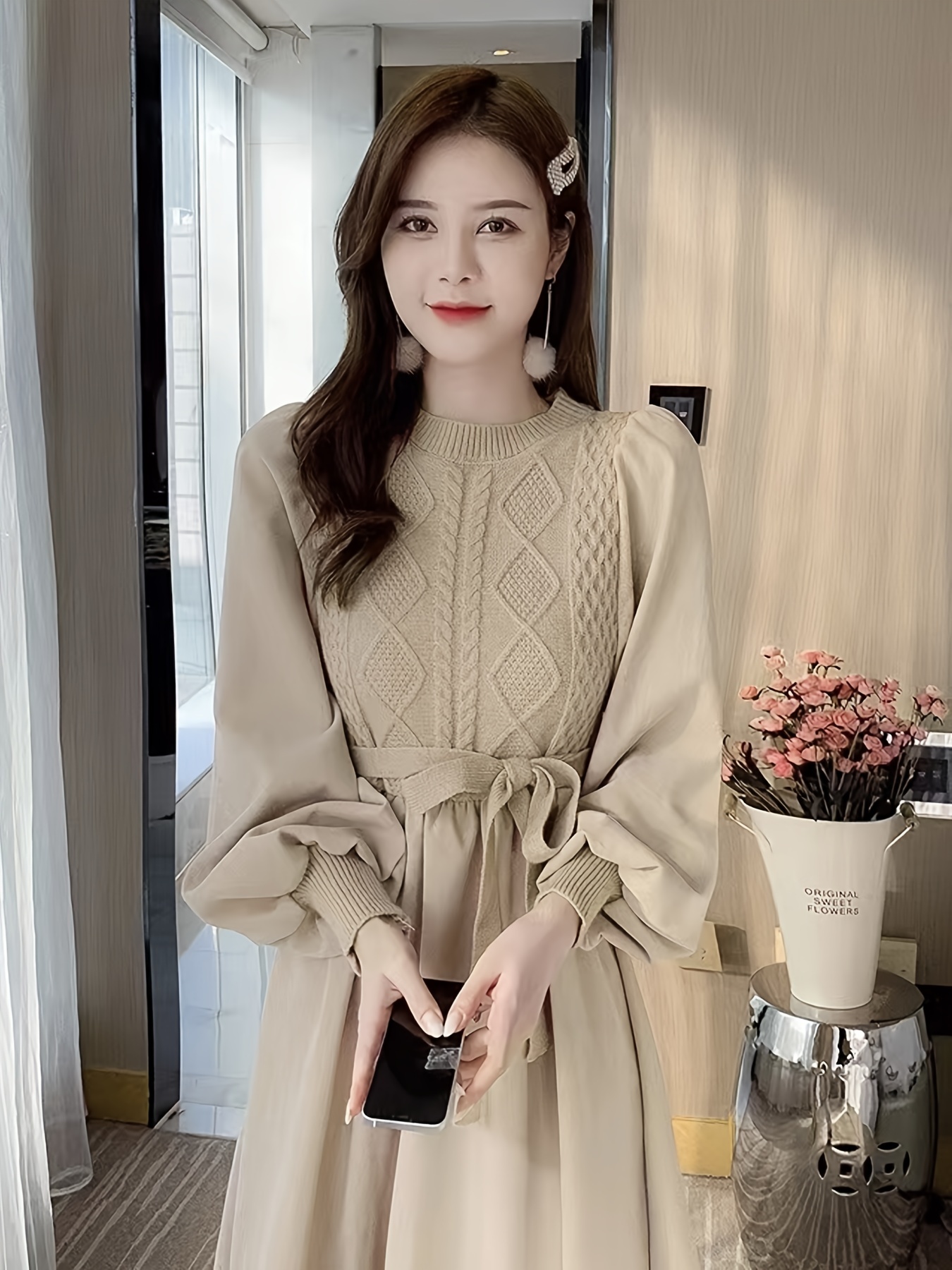 Elegant Long Silk Knitted Dress
