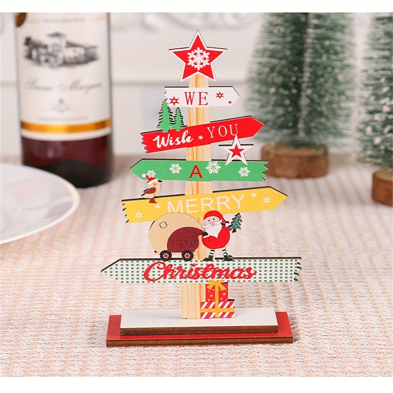 1pc, Christmas Santa Claus HOHO Letter Wooden Sign Hanging Decoration With  Accessories For Home Decoration, Navidad, Christmas Decorations Clearance