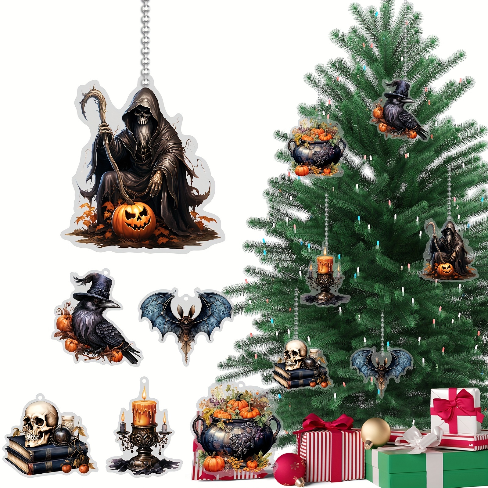 1pc Winged Skull Halloween Car Pendant Car Interior Decoration Holiday  Decoration Pendant Christmas Tree Decoration Keychain Gift