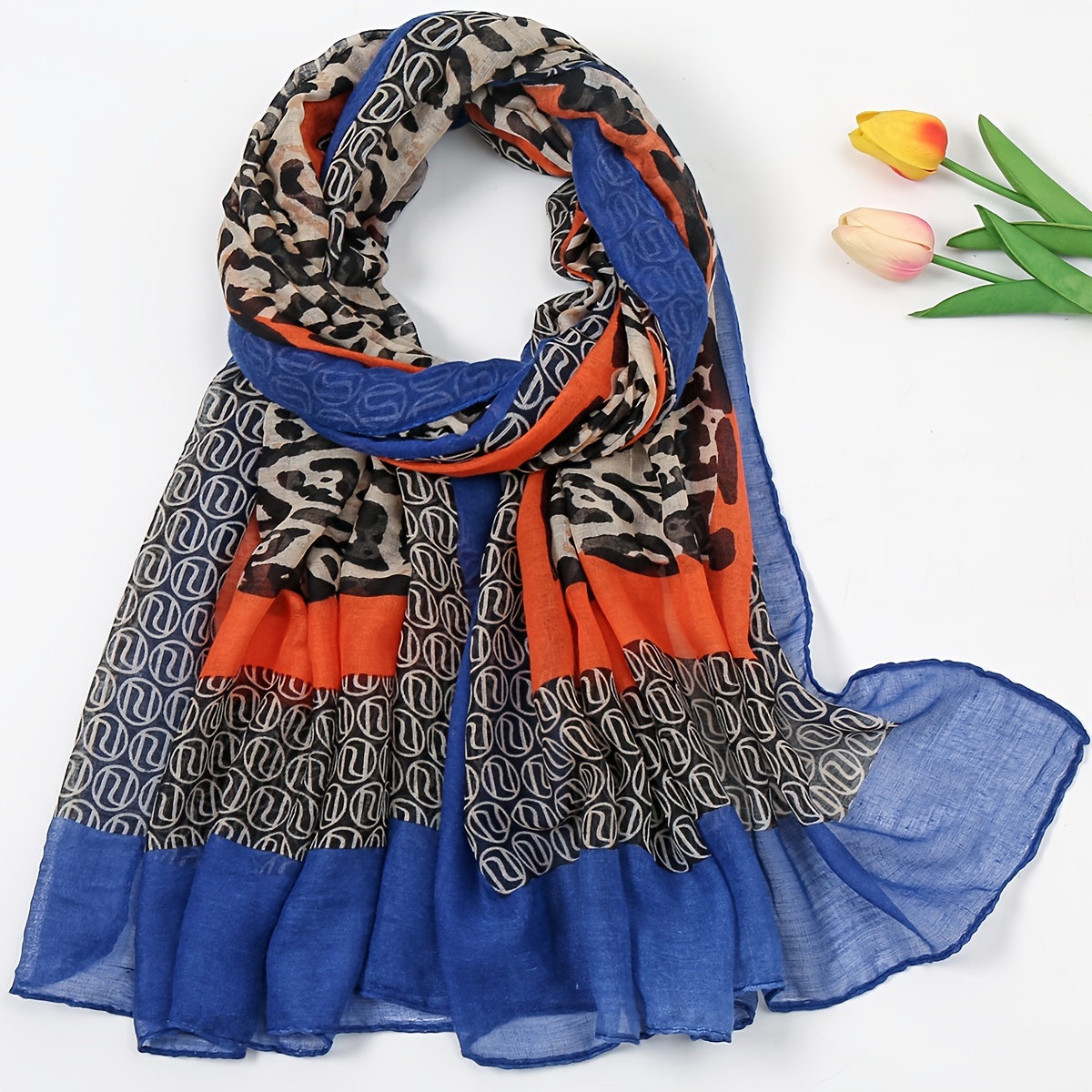 Vintage Print Thin Scarf Shawl Beach Towel Yarn Scarf Casual Sunscreen Large