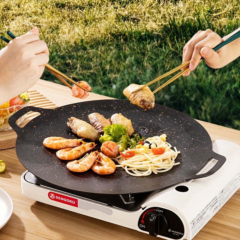 Korean BBQ Grill Pan with Maifan Stone Coated Surface Non-Stick Camping  Frying Pan Portable BBQ