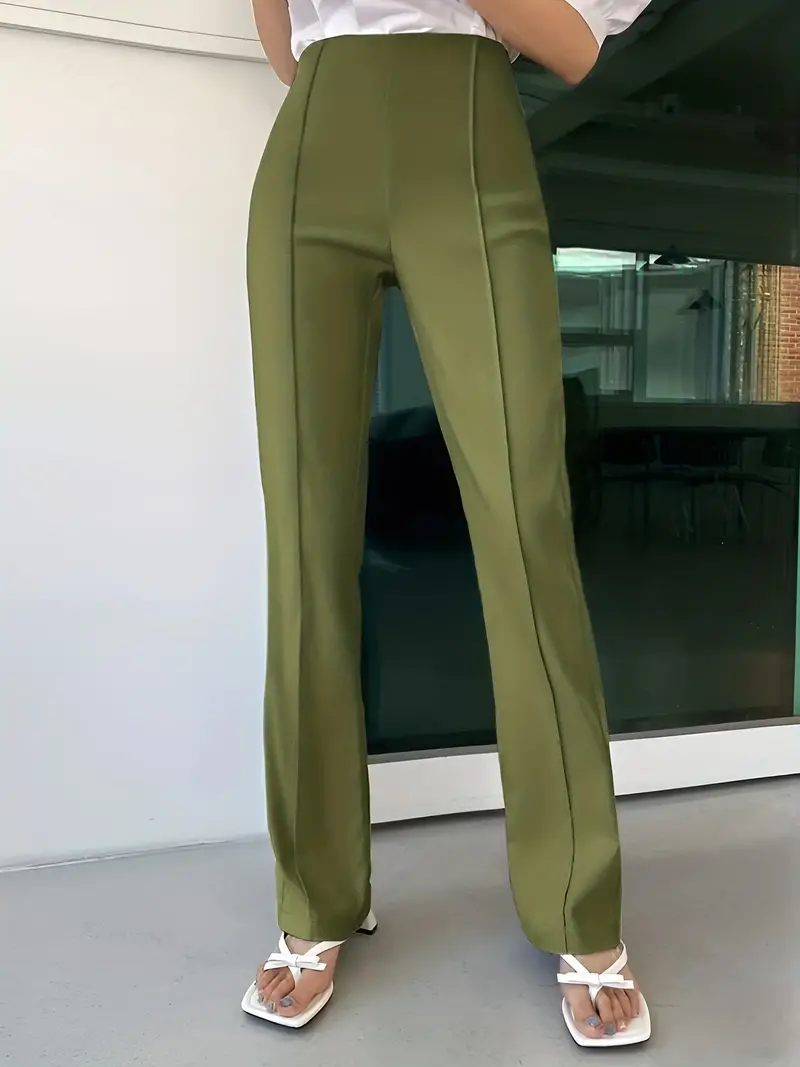 Solid Slim Pintuck Pants Casual High Waist Pants Women's - Temu Canada