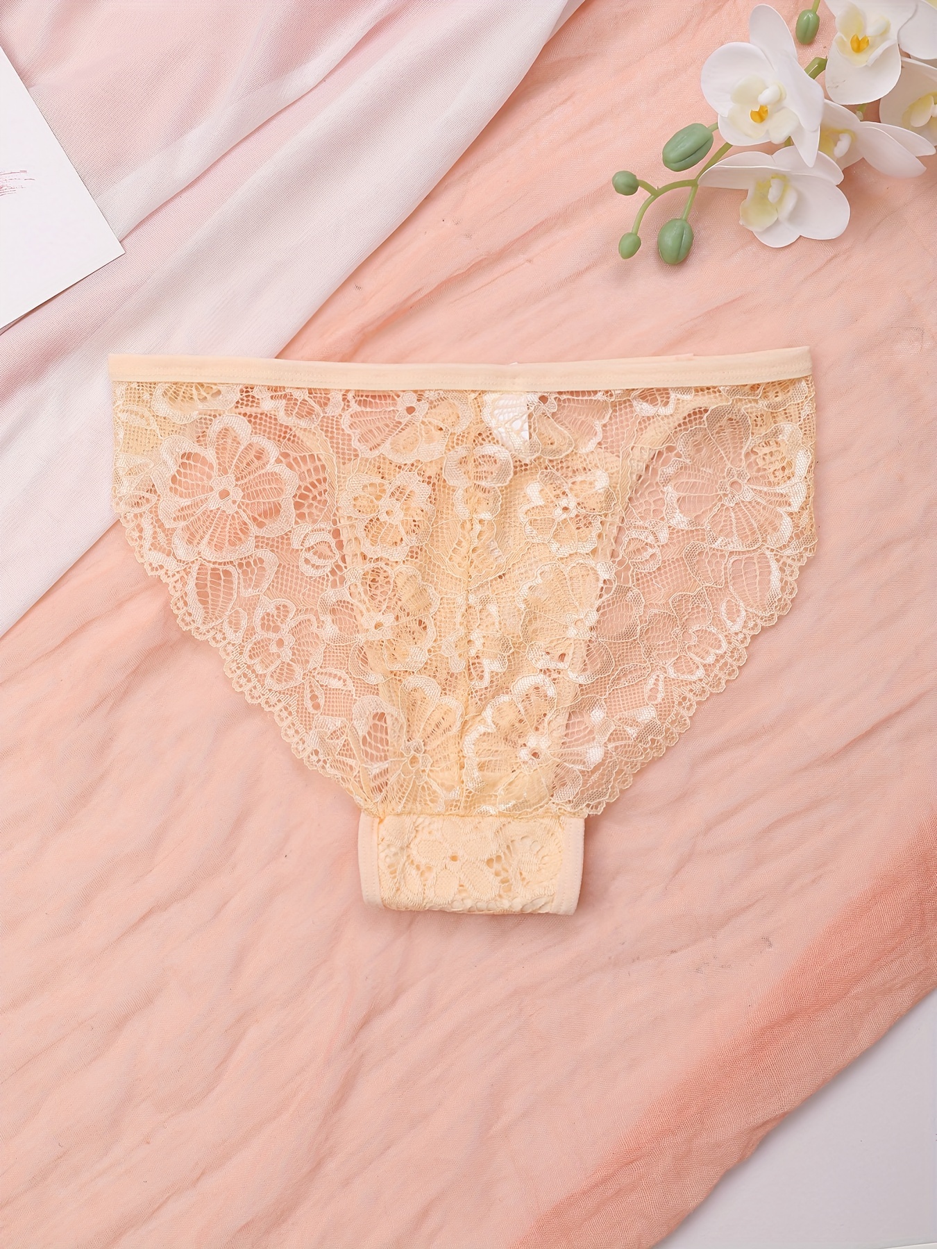 Lace Bow Front Hipster Bikini Panties Comfortable Breathable