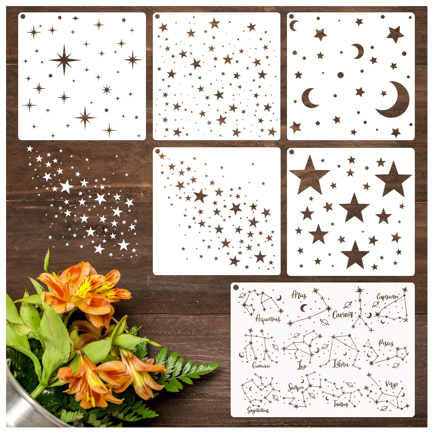 Star Wallpaper Wall Stencil, 2694 by Designer Stencils, Pattern Stencils, Reusable Stencils for Painting, Safe & Reusable Template for Wall Decor