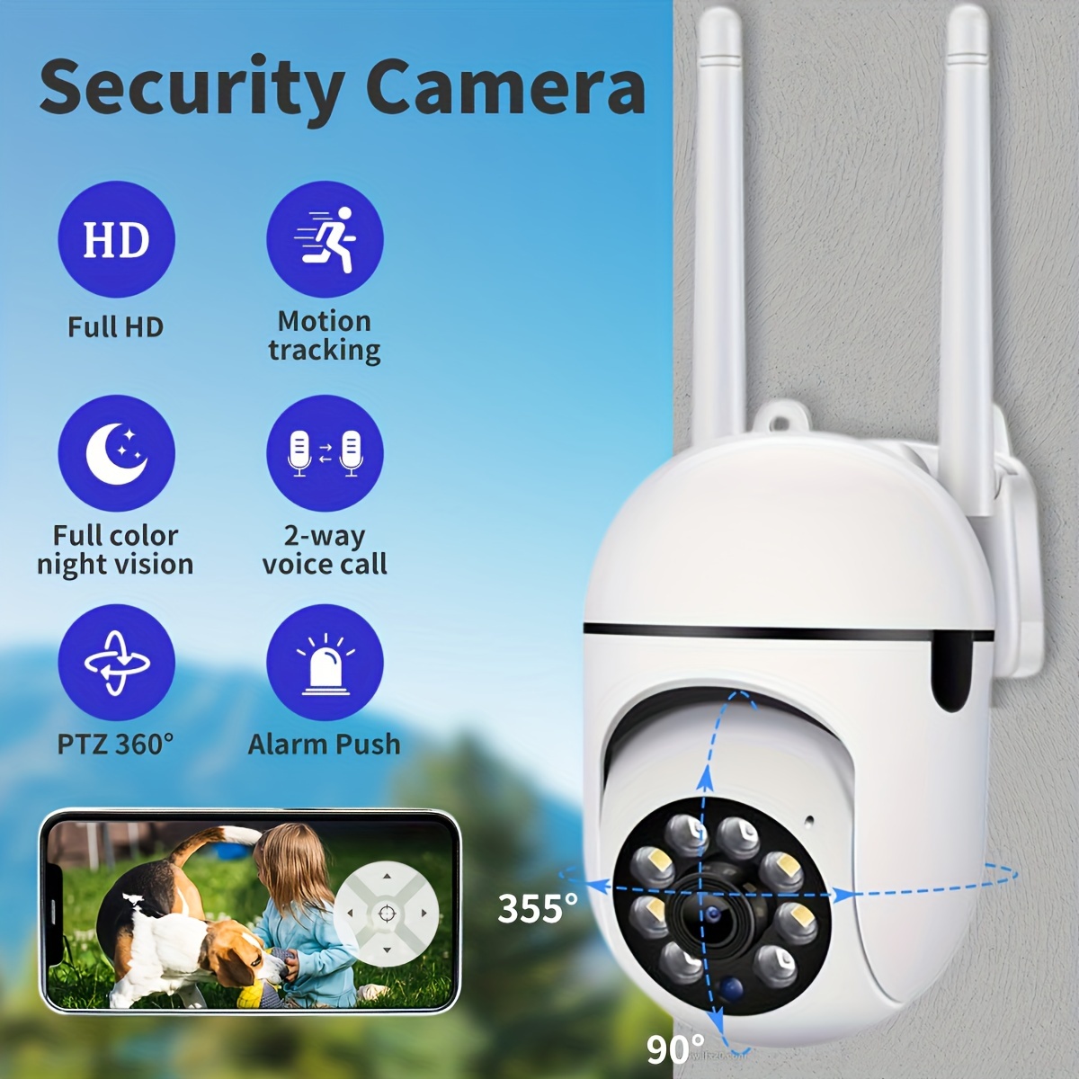 4PCS Camaras De Seguridad Para Exterior Wifi Inalambrica Con Vision Nocturna